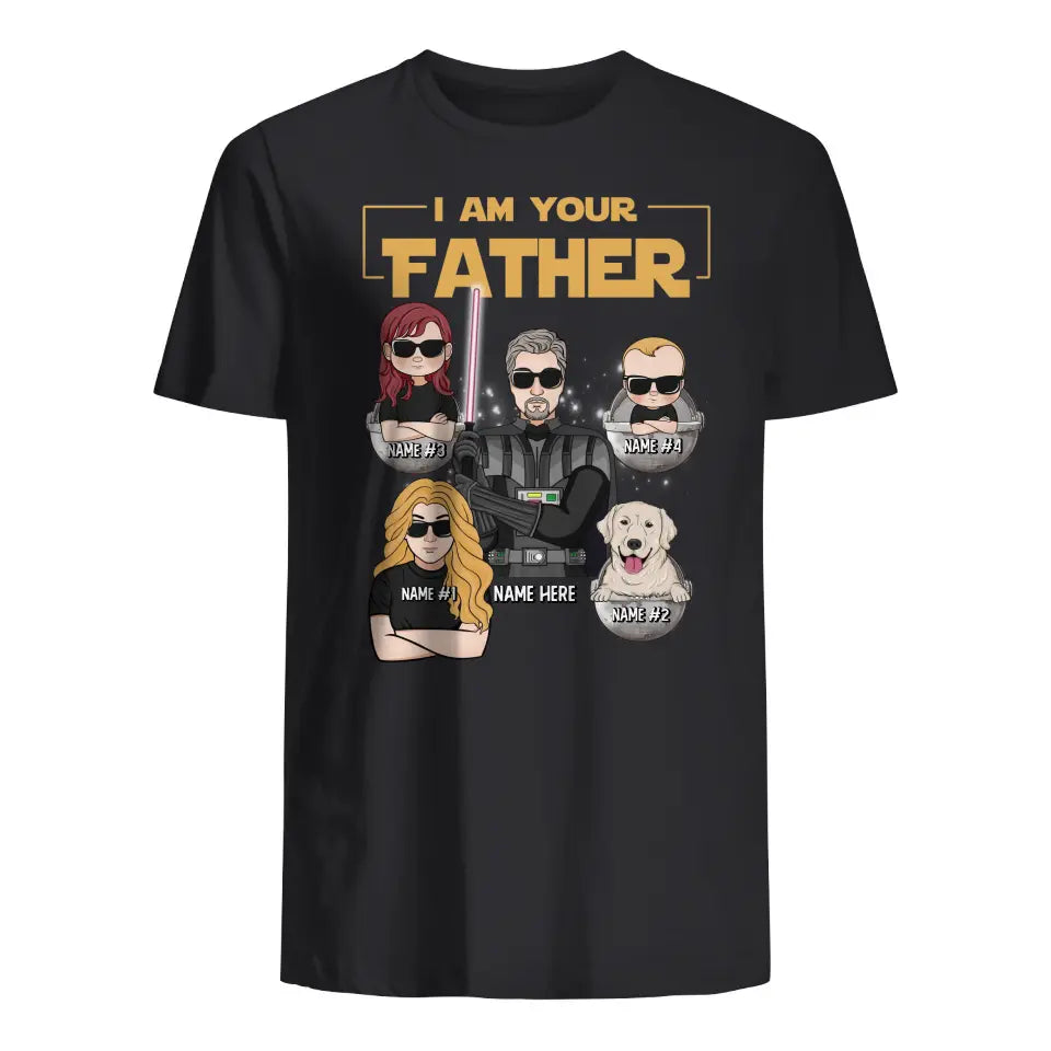 Geschenk zum Vatertag | T-Shirt für Papa individuell gestalten | Ich bin dein Vater mit Haustier (dunkle Version)