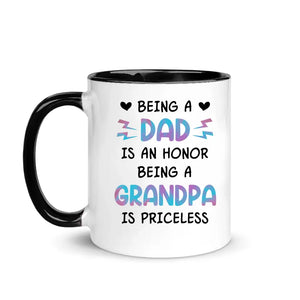 Geschenk zum Vatertag | Tasse für Papa individuell gestalten | Ein Vater zu sein ist eine Ehre, ein Opa zu sein ist unbezahlbar