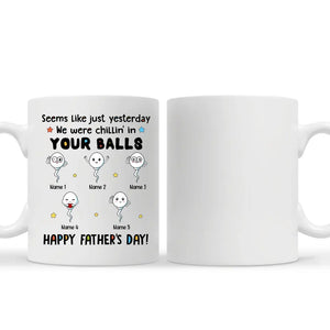 Geschenk zum Vatertag | Tasse für Papa individuell gestalten | Wir haben in deinen Eiern gechillt