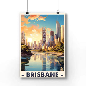 Brisbane City Vintage Travel Poster | Brisbane Travel Poster Print | Australia Retro Travel Poster Gift
