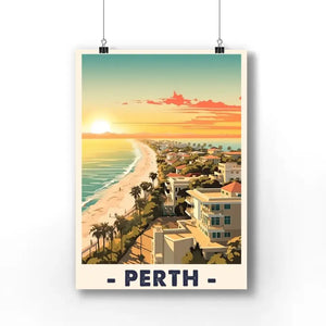 Cottesloe Beach Vintage Travel Poster | Perth Travel Poster Print  | Australia Retro Travel Poster Gift