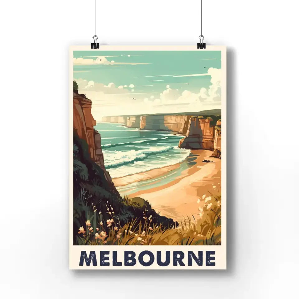 Great Ocean Road Vintage Travel Poster | Melbourne Travel Poster Print | Australia Retro Travel Poster Gift