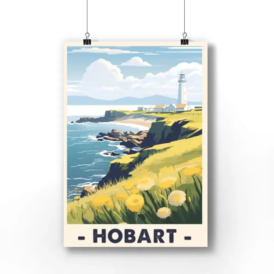 Table Cape Lighthouse Vintage Travel Poster | Hobart Travel Poster Print  | Australia Retro Travel Poster Gift
