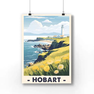 Table Cape Lighthouse Vintage Travel Poster | Hobart Travel Poster Print  | Australia Retro Travel Poster Gift